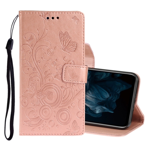 

For Huawei Y7P / P40 lite E Pressed Printing Butterfly Pattern Horizontal Flip Leather Case with Holder & Card Slots(Rose Gold)