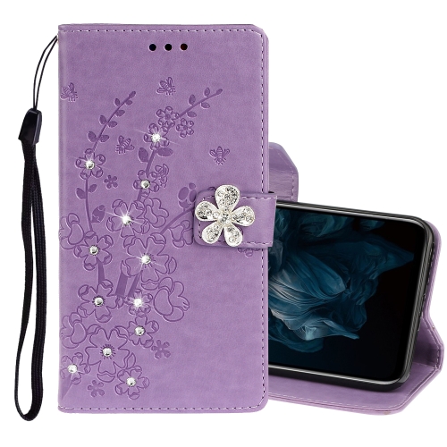 

For Huawei Y7P / P40 lite E Diamond Encrusted Plum Blossom Embossing Pattern Horizontal Flip Leather Case with Holder & Card Slots & Wallet & Lanyard(Purple)