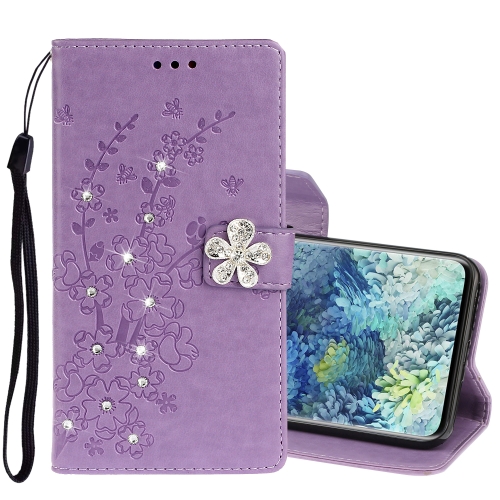 

For Samsung Galaxy A31 Diamond Encrusted Plum Blossom Embossing Pattern Horizontal Flip Leather Case with Holder & Card Slots & Wallet & Lanyard(Purple)