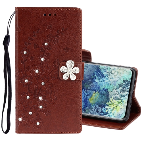 

For Samsung Galaxy A31 Diamond Encrusted Plum Blossom Embossing Pattern Horizontal Flip Leather Case with Holder & Card Slots & Wallet & Lanyard(Brown)