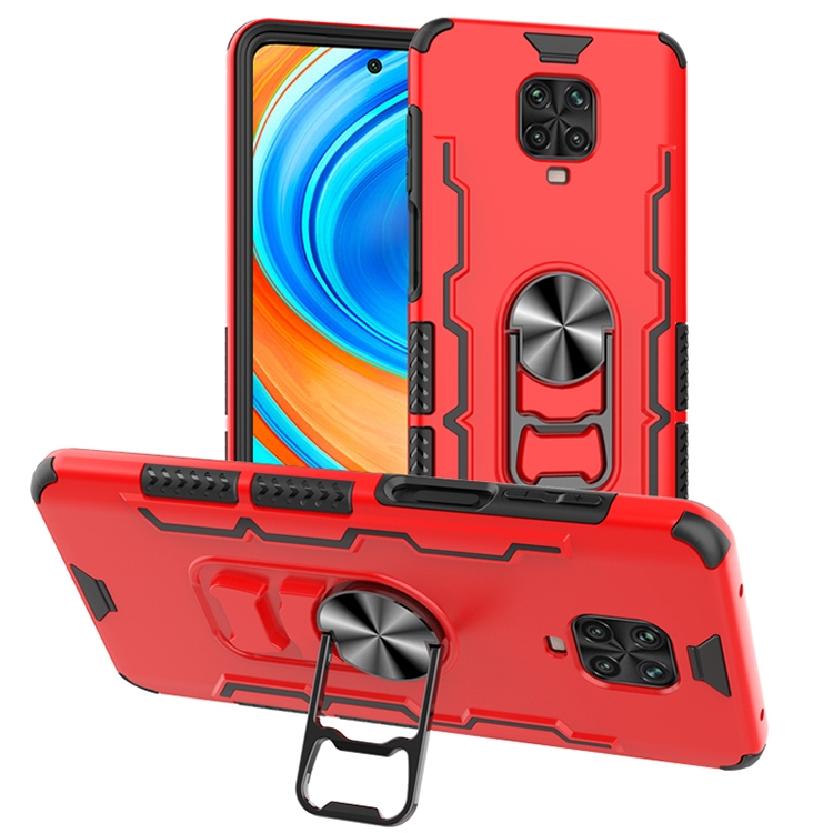 

For Xiaomi Redmi Note 9 Pro Shockproof PC + TPU Protective Case with Beer Opener & Car Holder(Red)