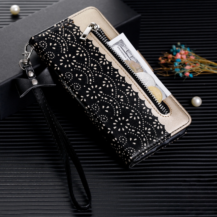 

For Huawei Honor 9X / 9X Pro Lace Pattern Double Button Zipper Horizontal Flip Leather Case with Holder & Card Slots & Wallet(Black)