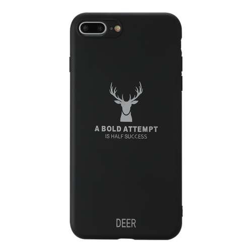 

For iPhone 7 Plus / 8 Plus Elk Pattern Shockproof Frosted TPU Protective Case(Black)