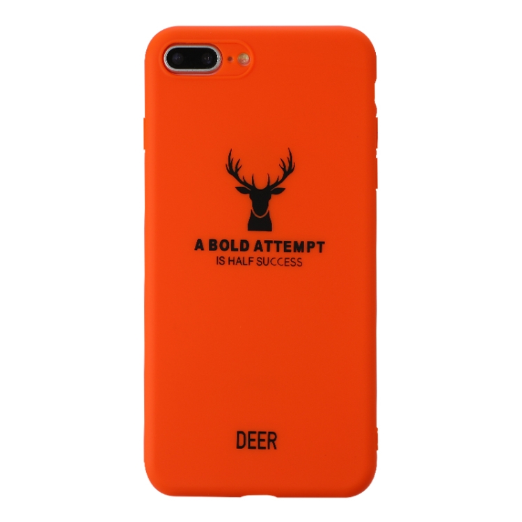 

For iPhone 7 Plus / 8 Plus Elk Pattern Shockproof Frosted TPU Protective Case(Orange)