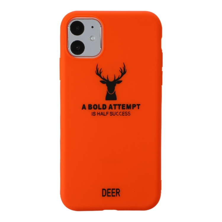 

For iPhone 11 Elk Pattern Shockproof Frosted TPU Protective Case(Orange)