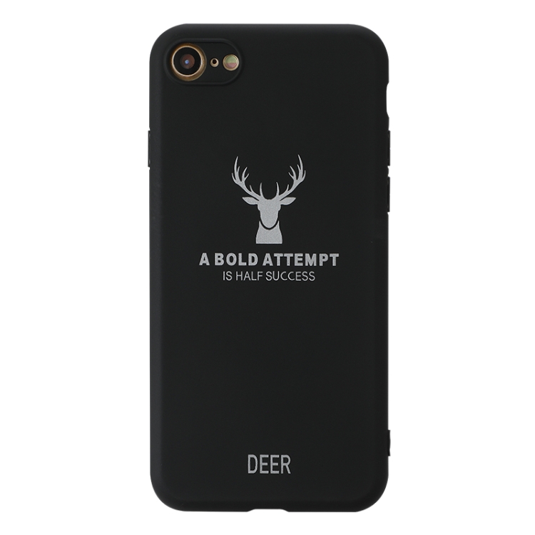 

For iPhone SE 2020 / 8 / 7 Elk Pattern Shockproof Frosted TPU Protective Case(Black)
