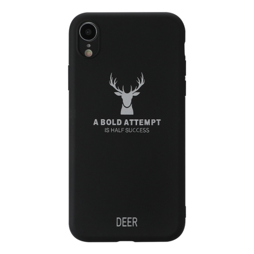 

For iPhone XR Elk Pattern Shockproof Frosted TPU Protective Case(Black)