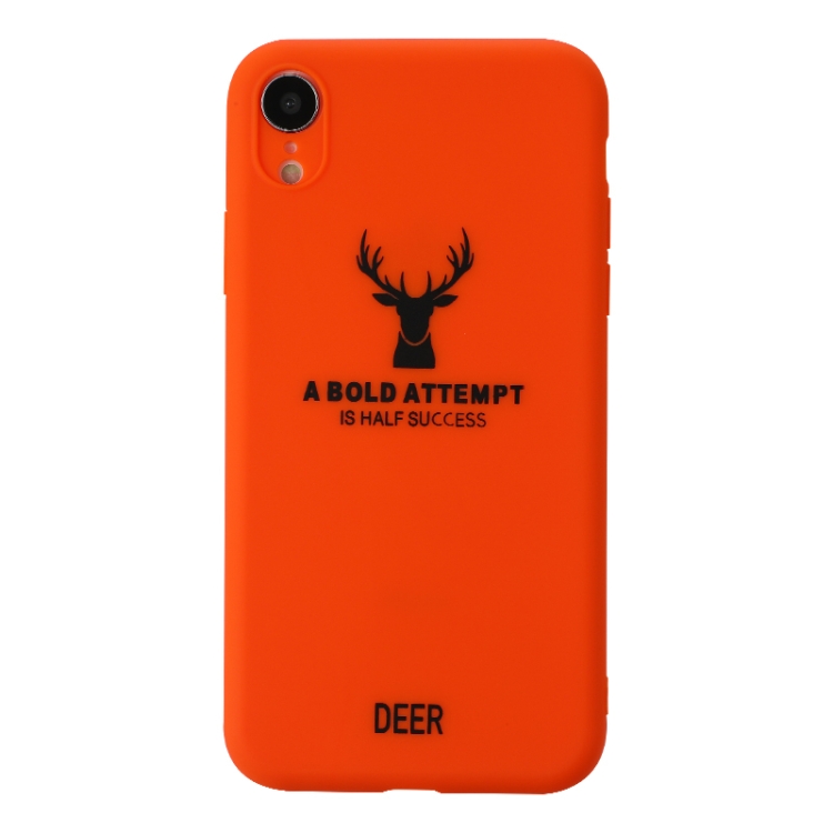

For iPhone XR Elk Pattern Shockproof Frosted TPU Protective Case(Orange)