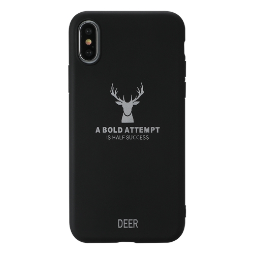 

For iPhone X / XS Elk Pattern Shockproof Frosted TPU Protective Case(Black)