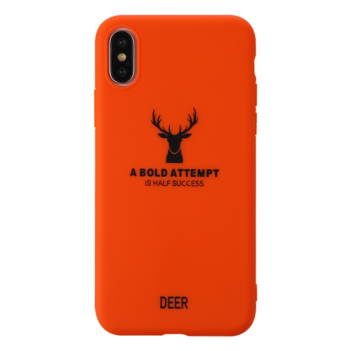 

For iPhone X / XS Elk Pattern Shockproof Frosted TPU Protective Case(Orange)