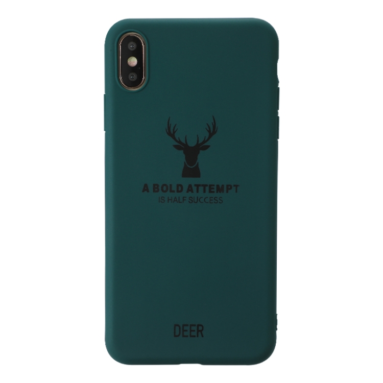 

For iPhone XS Max Elk Pattern Shockproof Frosted TPU Protective Case(Green)