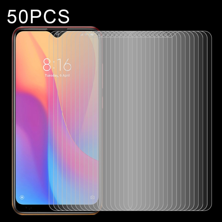 

For Xiaomi Redmi 8A 50 PCS Half-screen Transparent Tempered Glass Film