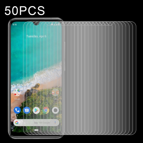 

For Xiaomi Mi A3 50 PCS Half-screen Transparent Tempered Glass Film