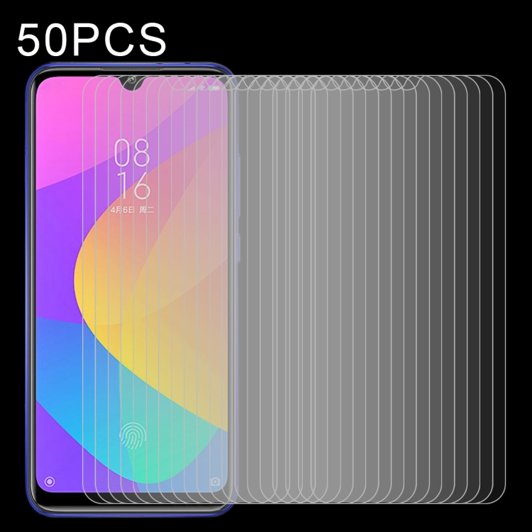 

For Xiaomi Mi CC9e 50 PCS Half-screen Transparent Tempered Glass Film