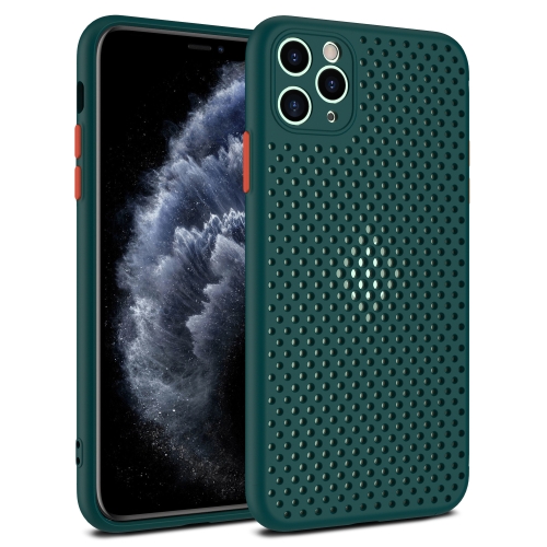 

For iPhone 11 Pro Max All-inclusive Shockproof Breathable TPU Protective Case(Dark Green)