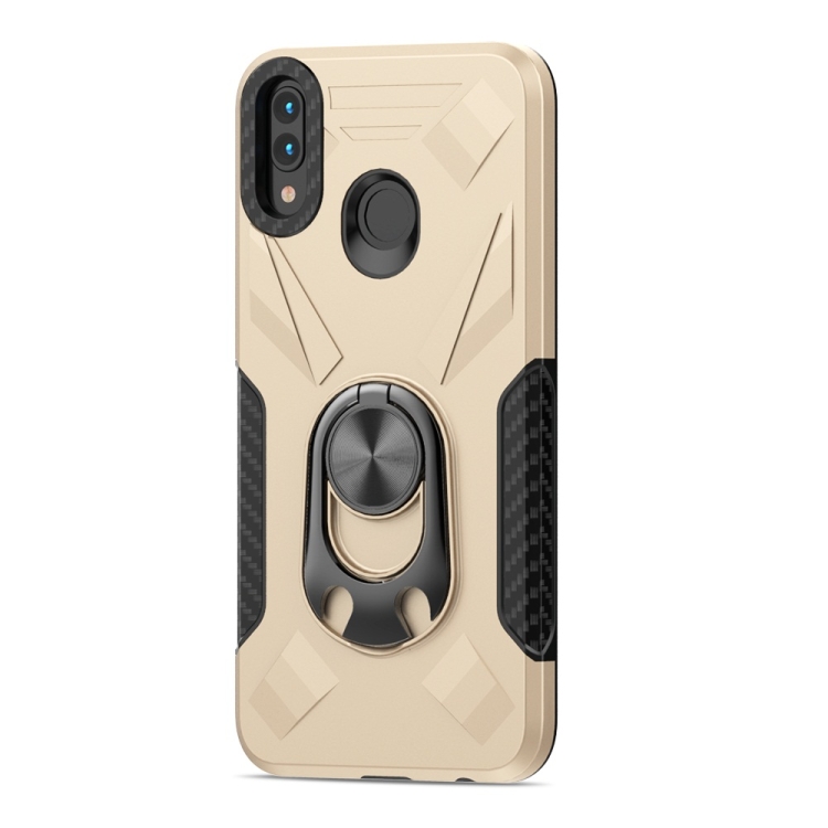 

For Huawei Y9 Shockproof PC + TPU Case with Ring Holder(Gold)