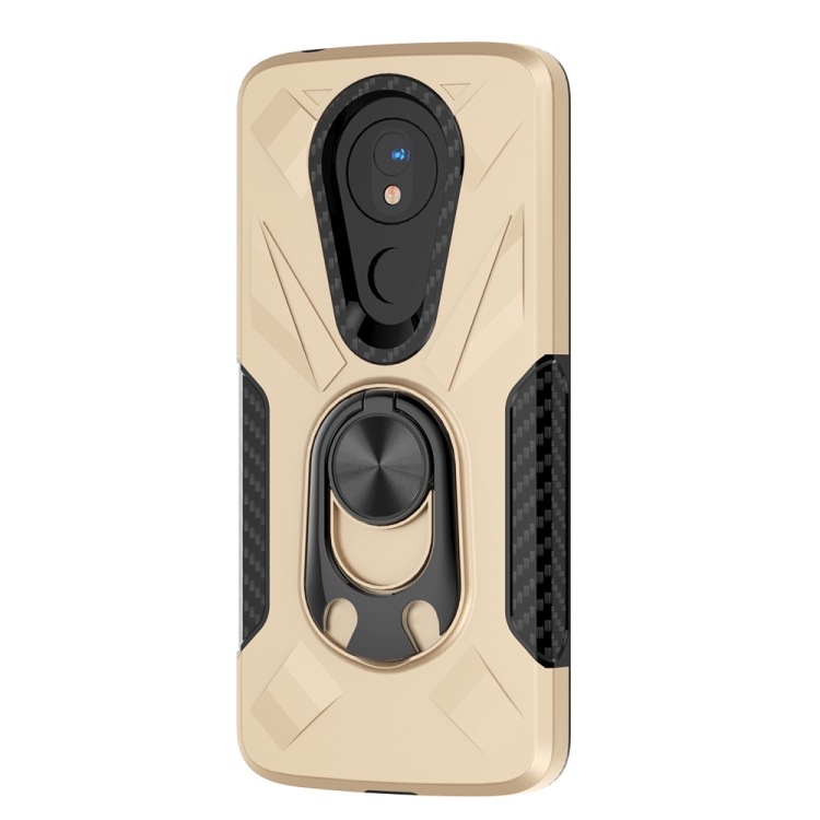 

For Motorola Moto G7 Play Shockproof PC + TPU Case with Ring Holder(Gold)