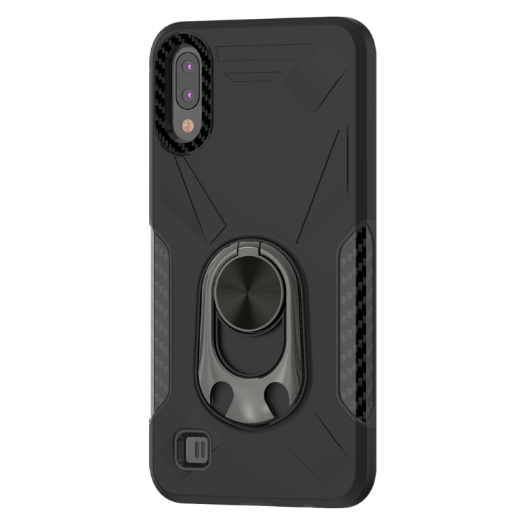 

For Samsung Galaxy M10 Shockproof PC + TPU Case with Ring Holder(Black)