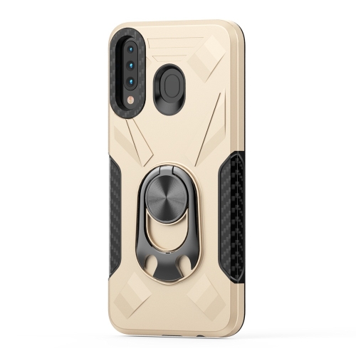 

For Samsung Galaxy M30 Shockproof PC + TPU Case with Ring Holder(Gold)