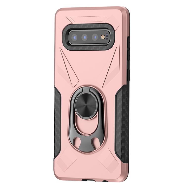 

For Samsung Galaxy S10+ Shockproof PC + TPU Case with Ring Holder(Rose Gold)