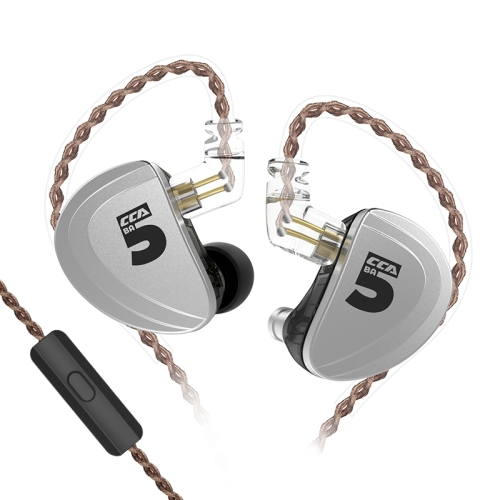 

CCA CCA-A10 3.5mm Gold Plated Plug Ten Unit Pure Balanced Armature Wire-controlled In-ear Earphone, Type:with Mic(Silver)