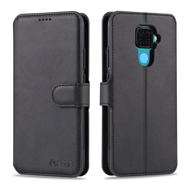 

For Huawei Mate 30 Lite / nova 5i Pro AZNS Calf Texture Horizontal Flip Leather Case, with Holder & Card Slots & Wallet & Photo Frame(Black)