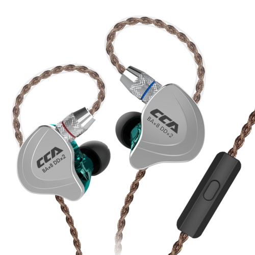 

CCA CCA-C10 3.5mm Gold Plated Plug Ten Unit Hybrid Wire-controlled In-ear Earphone, Type:with Mic(Sapphire Cyan)