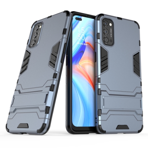 

For OPPO Reno4 PC + TPU Shockproof Protective Case with Holder(Navy)