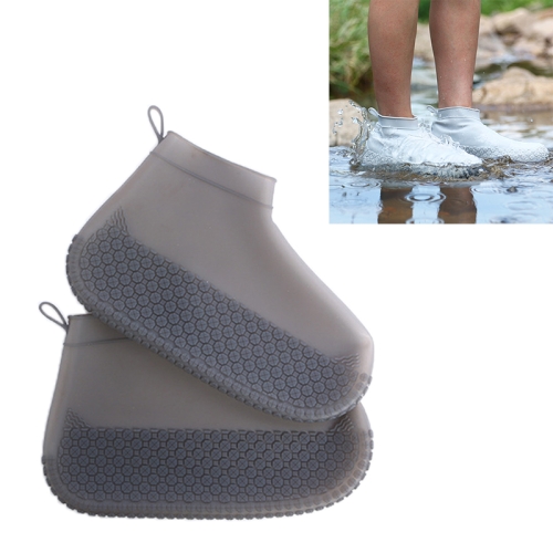 

Silicone Non-slip Thickened Wear-resistant Waterproof Shoe Boots Cover, Size:L(Tea Grey)