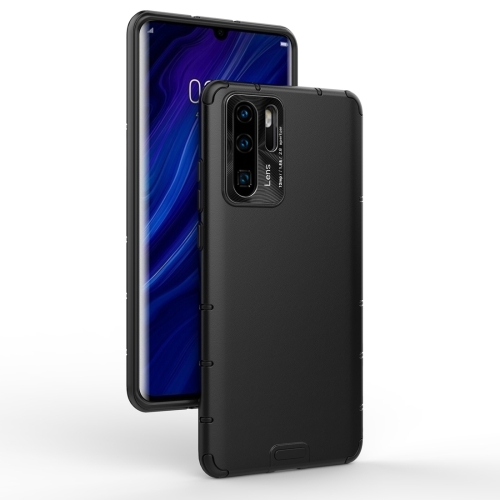 

For Huawei P30 Pro Shockproof Grain Leather PC + TPU Case(Black)