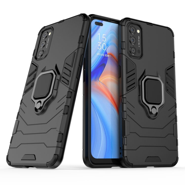 

For OPPO Reno4 PC + TPU Anti-fall Protective Case with Ring Holder(Black)