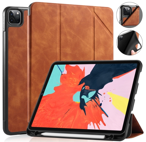 

For iPad Pro 11 (2020) DG.MING See Series Horizontal Flip Leather Case ，with Holder & Pen Tray(Brown)