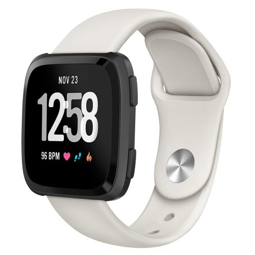 

For Fitbit Versa 2 / Fitbit Versa / Fitbit Versa Lite Solid Color Silicone Replacement Strap Watchband, Size:L(Apricot)