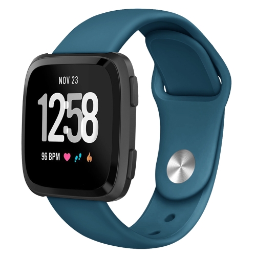 

For Fitbit Versa 2 / Fitbit Versa / Fitbit Versa Lite Solid Color Silicone Replacement Strap Watchband, Size:L(Rock cyan)