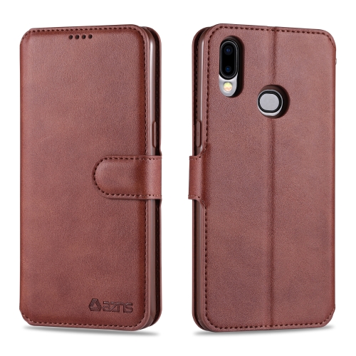 

For Samsung Galaxy A10s AZNS Calf Texture Horizontal Flip Leather Case, with Holder & Card Slots & Wallet & Photo Frame(Brown)