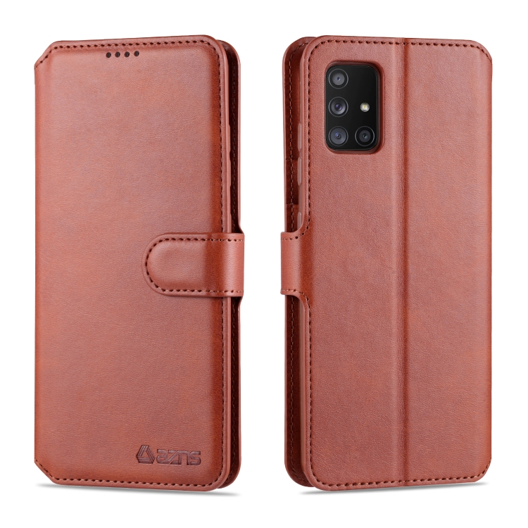 

For Samsung Galaxy A51 AZNS Calf Texture Horizontal Flip Leather Case, with Holder & Card Slots & Wallet & Photo Frame(Brown)