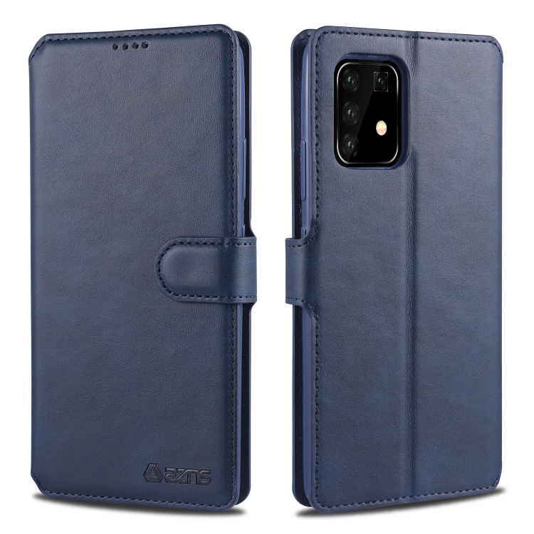 

For Samsung Galaxy A91 / S10 Lite AZNS Calf Texture Horizontal Flip Leather Case, with Holder & Card Slots & Wallet & Photo Frame(Blue)