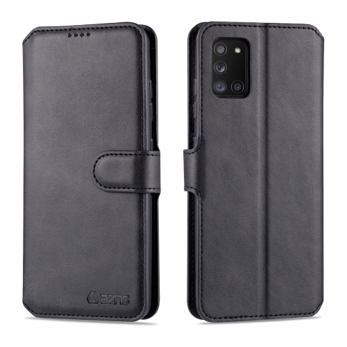 

For Samsung Galaxy A31 AZNS Calf Texture Horizontal Flip Leather Case, with Holder & Card Slots & Wallet & Photo Frame(Black)