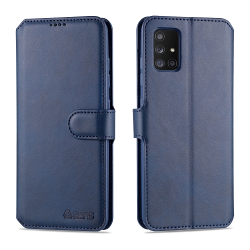 

For Samsung Galaxy A71 AZNS Calf Texture Horizontal Flip Leather Case, with Holder & Card Slots & Wallet & Photo Frame(Blue)