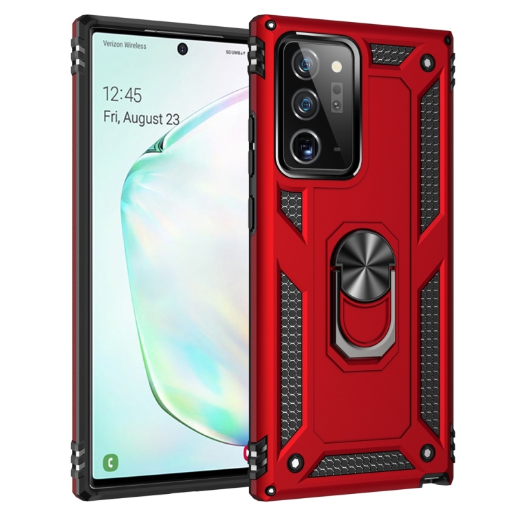 

For Samsung Galaxy Note 20 5G Shockproof TPU + PC Protective Case with 360 Degree Rotating Holder(Red)