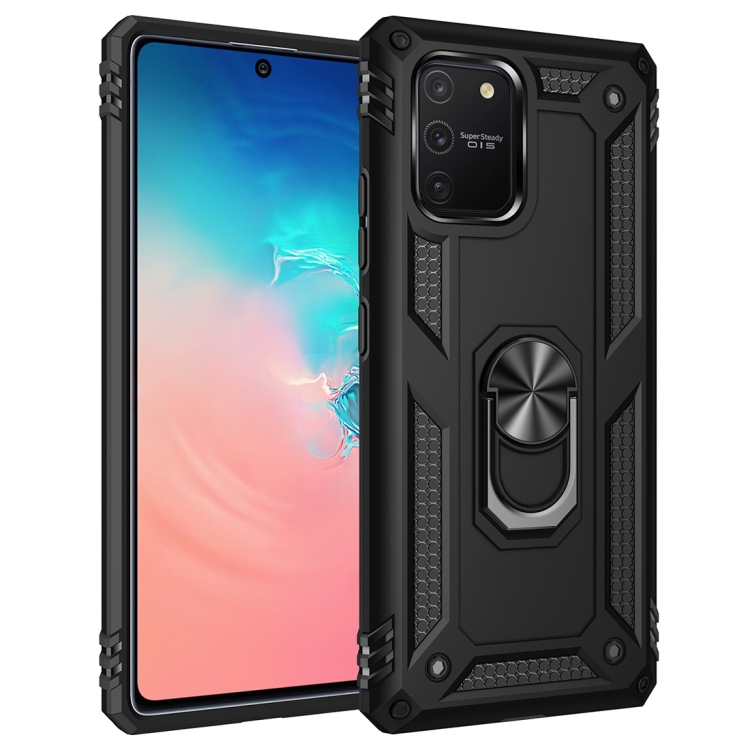 

For Samsung Galaxy A71 5G Shockproof TPU + PC Protective Case with 360 Degree Rotating Holder(Black)