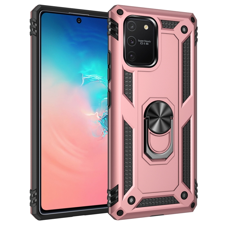 

For Samsung Galaxy S10 Lite / M80s / A91 Shockproof TPU + PC Protective Case with 360 Degree Rotating Holder(Rose Gold)