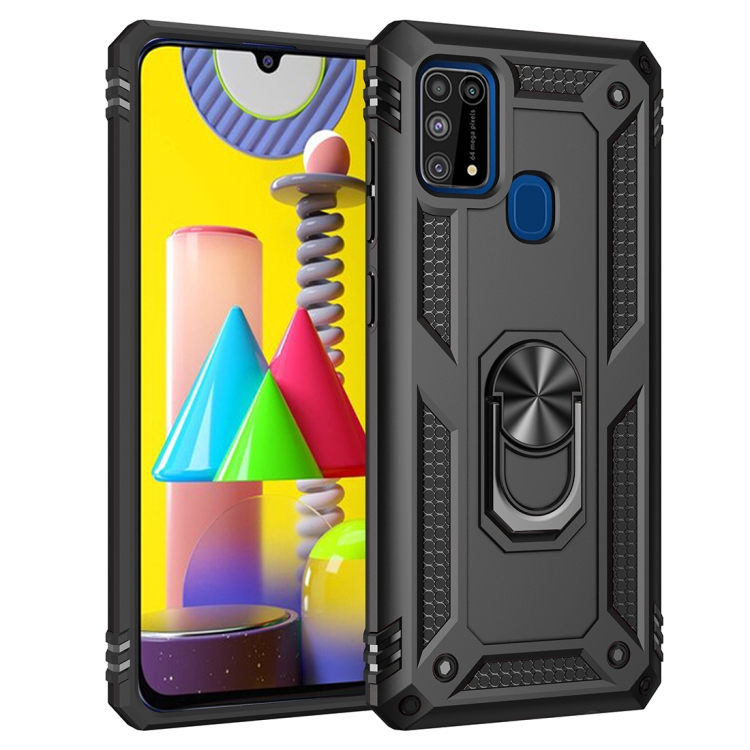 

For Samsung Galaxy M31 Shockproof TPU + PC Protective Case with 360 Degree Rotating Holder(Black)
