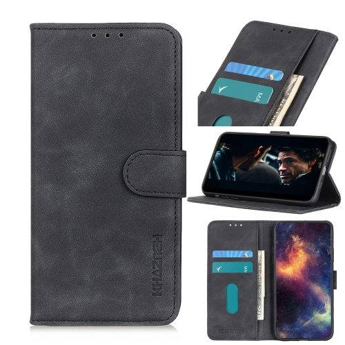 

For HTC Desire 20 Pro KHAZNEH Retro Texture PU + TPU Horizontal Flip Leather Case with Holder & Card Slots & Wallet(Black)