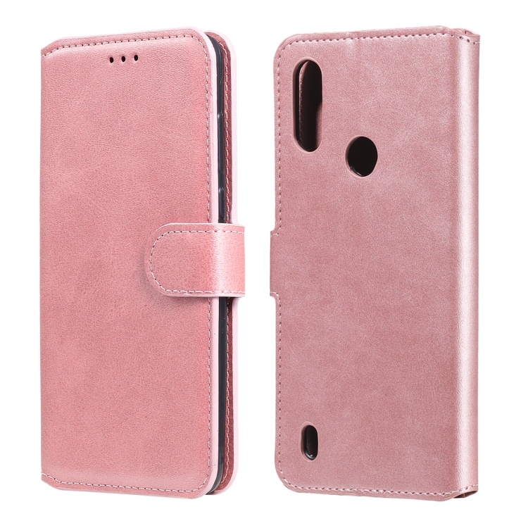 

For Motorola Moto E6s Classic Calf Texture PU + TPU Horizontal Flip Leather Case, with Holder & Card Slots & Wallet(Rose Gold)