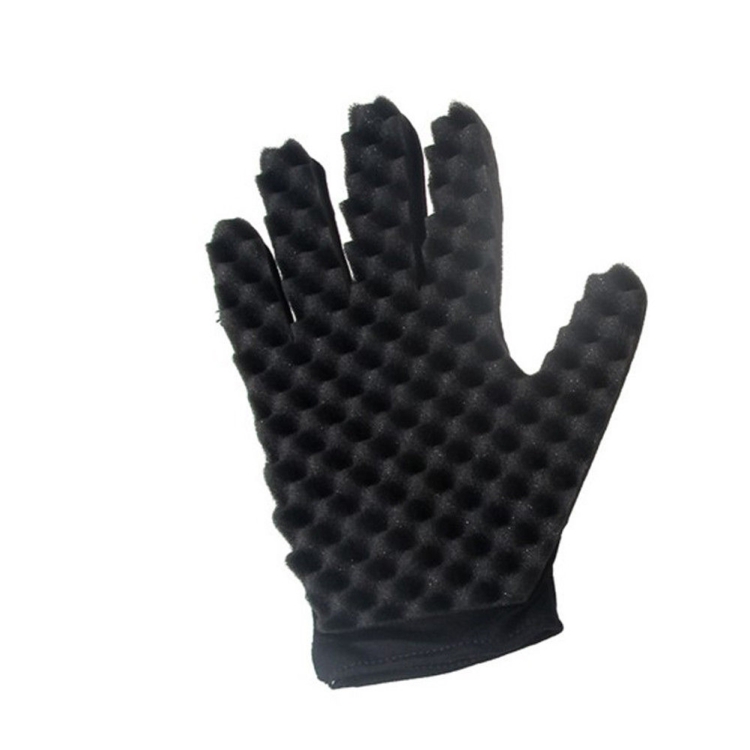 

4 PCS Sponge Wipe Black Hair Styling Gloves(Single-Sided-Right-Wavy)