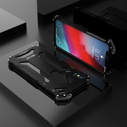 

For iPhone X R-JUST Shockproof Armor Metal Protective Case(Black)