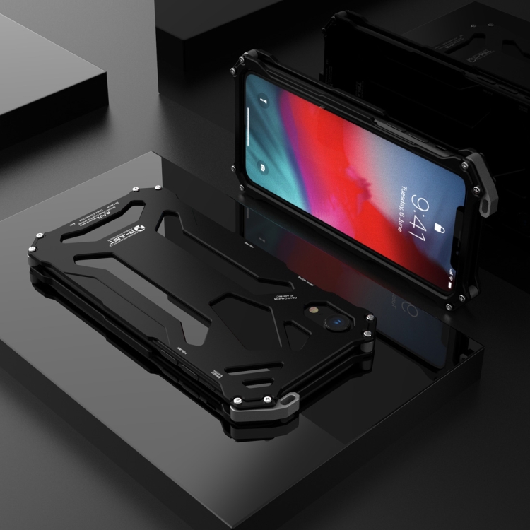 

For iPhone XR R-JUST Shockproof Armor Metal Protective Case(Black)