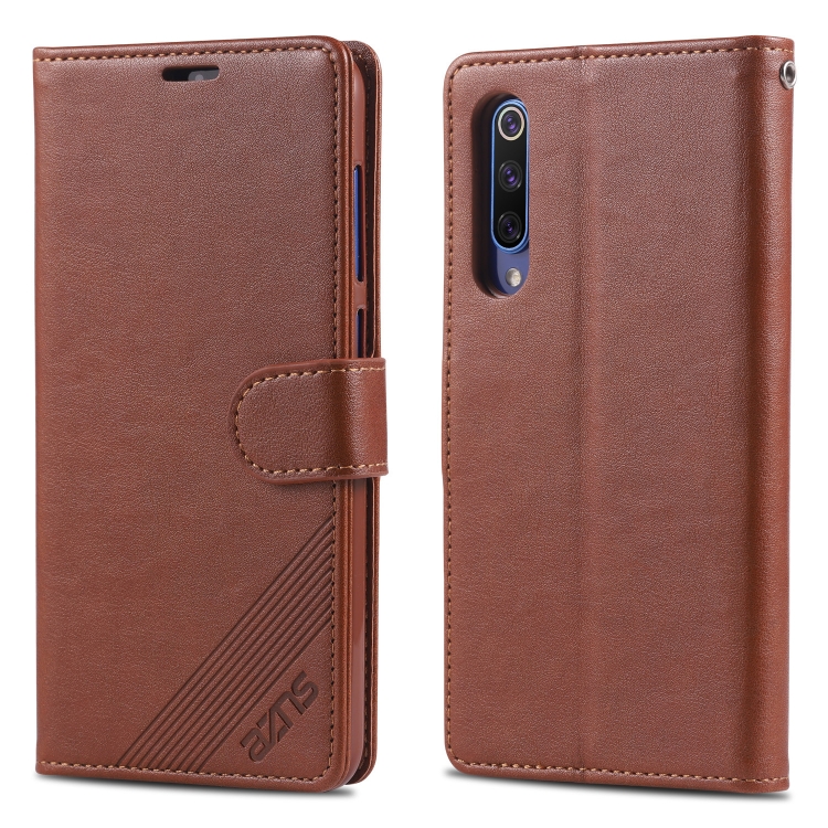 

For Xiaomi Mi 9 / 9 SE AZNS Sheepskin Texture Horizontal Flip Leather Case with Holder & Card Slots & Wallet(Brown)