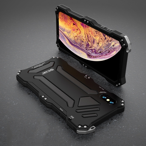 

For iPhone XS / X R-JUST Pure Color Shockproof Dustproof Armor Metal Protective Case(Black)